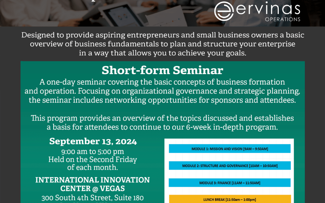 Ervinas Introduction to Business 1 day Educational Seminar