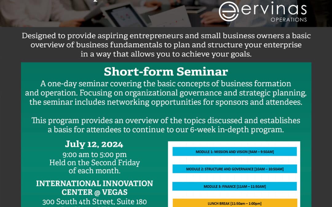 Ervinas Introduction to Business 1 day Educational Seminar